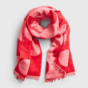 GAP New Red Super Soft and Cozy Brushed Scarf Wrap with Pink Dots